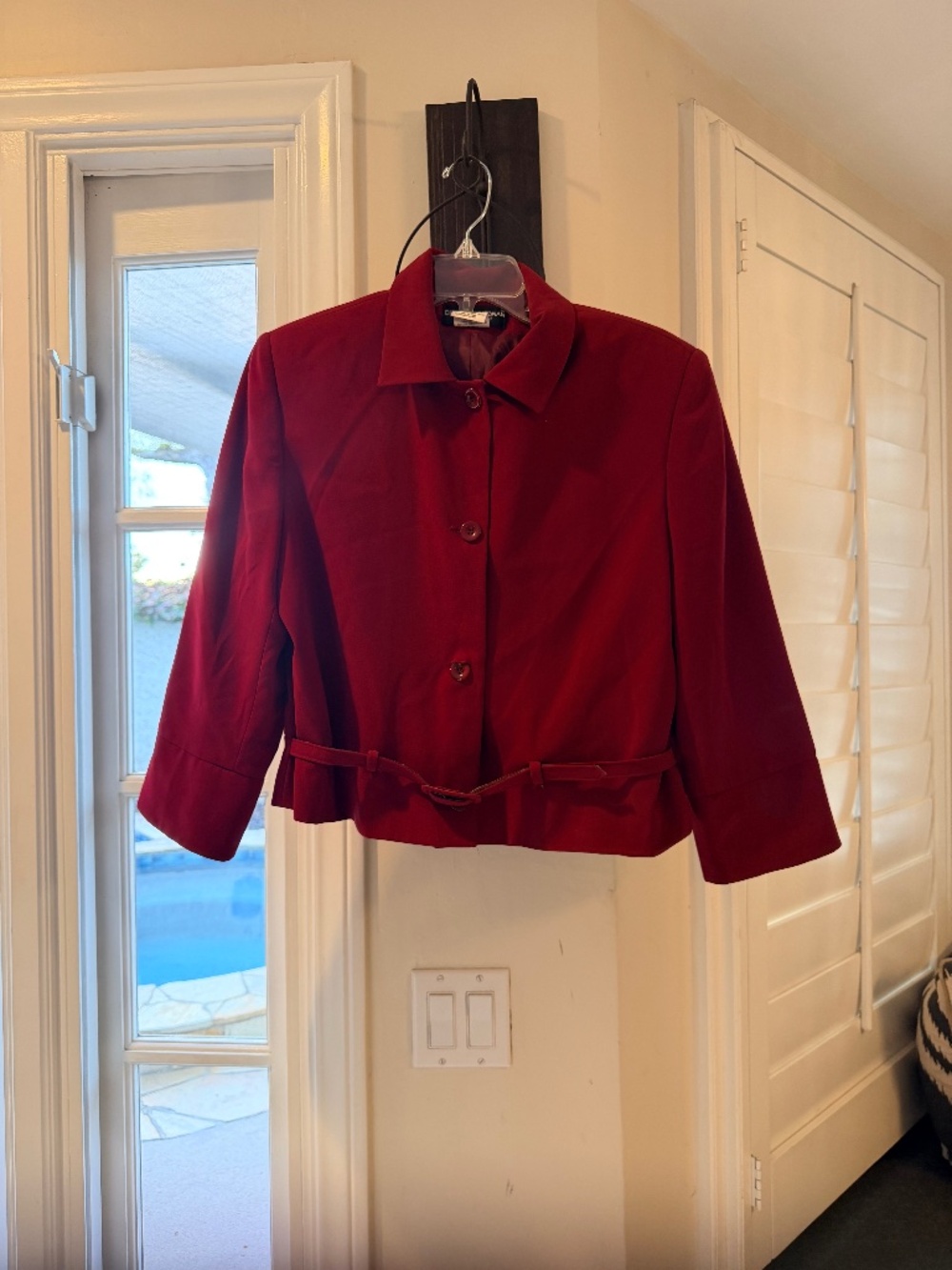 Harvé Benard Petite 12P Red Belted Blazer Jacket